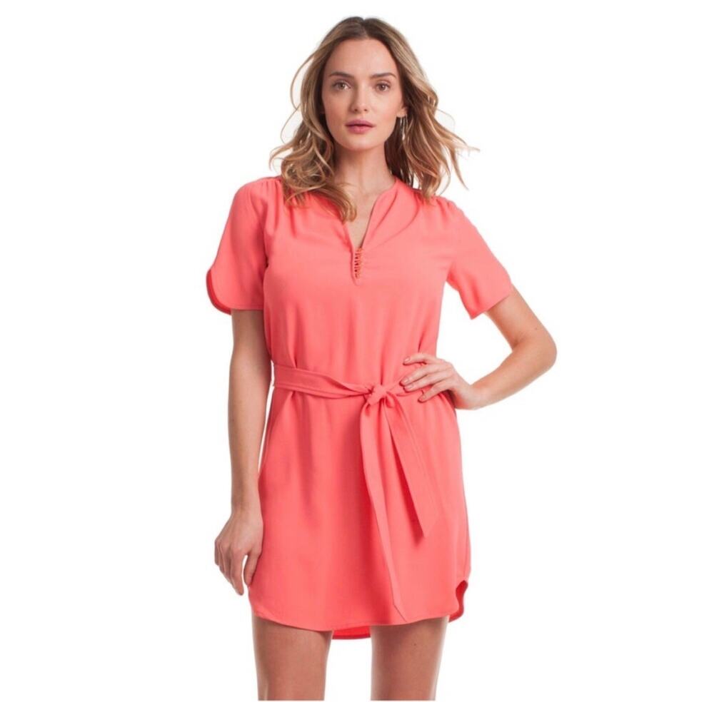 Trina Turk Water Lilly Shirt Belted Casual Dress Coral Women’s Size 6 NWT